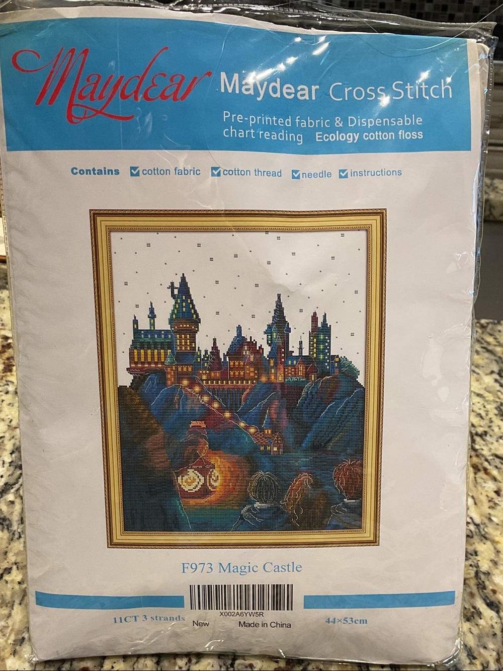 Mayden Blue Multi 'Magic Castle' Cross-Stitch Wall Art Kit Harry Potter theme
